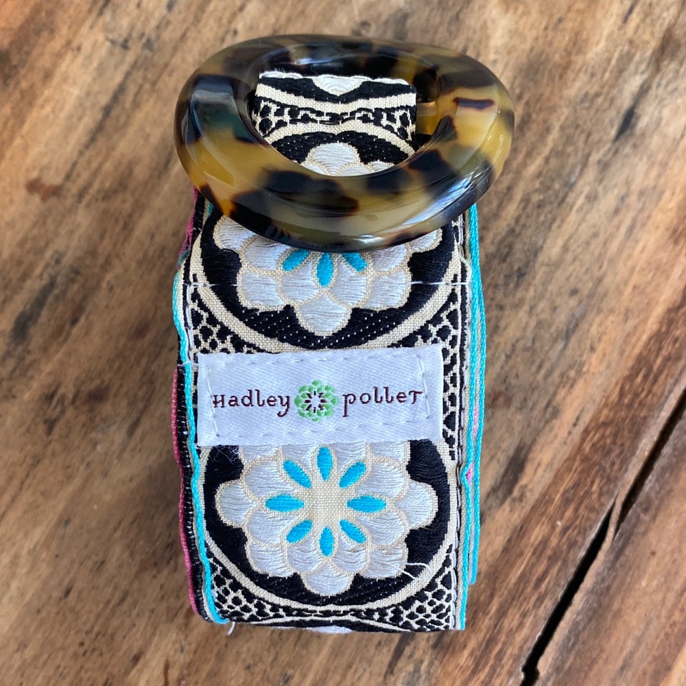 Hadley Poller Floral Embroidered Belt with Tortoiseshell Resin Ring